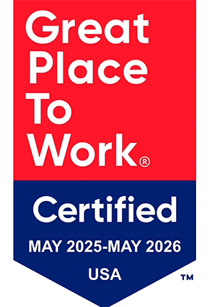 Great Place To Work certified badge, May 2025–May 2026 USA, workplace recognition