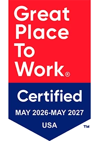 Great Place To Work certified badge, May 2026–May 2027 USA, workplace recognition