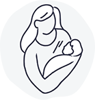 Caregiver holding an infant icon representing familycare™ infant care, early learning, and childcare.